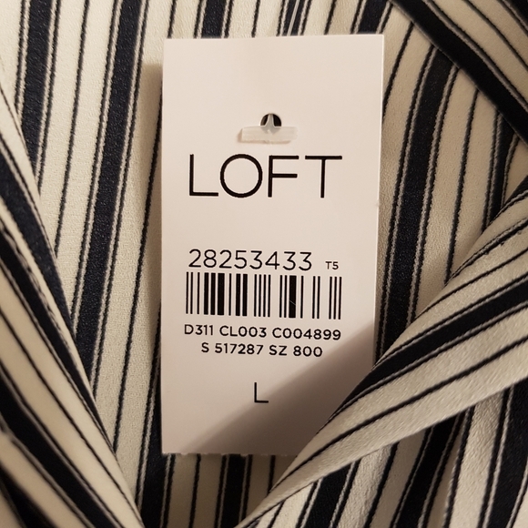 Loft women's size Large dark blue and white striped blouse, New - Picture 3 of 6